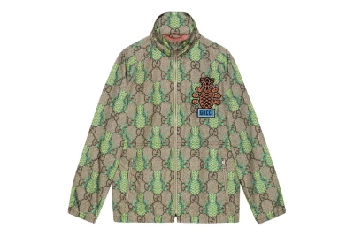 Pre-owned Gucci Pineapple Gg Print Jacket Green