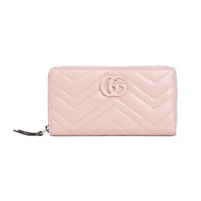 Gucci Pink & Purple Matelassé Nappa Leather Wallet In Neutral