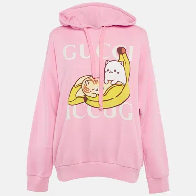 Pre-owned Gucci Pink Banana Print Cotton Hoodie Xs