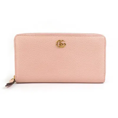 Pre-owned Gucci Pink Beige Leather Long Wallet (bi-fold) ()