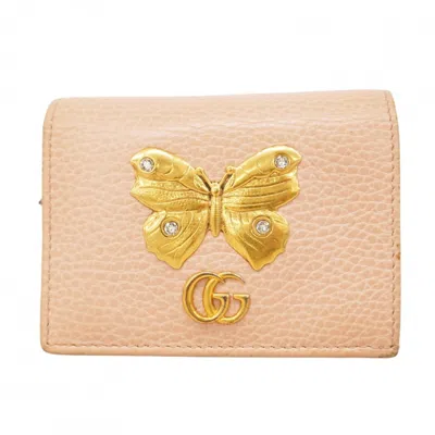 Pre-owned Gucci Pink Beige Leather Wallet (bi-fold) ()