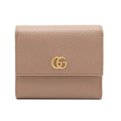 Pre-owned Gucci Pink Beige Leather Wallet (tri-fold) ()