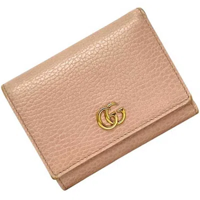 Pre-owned Gucci Pink Beige Leather Wallet (tri-fold) ()