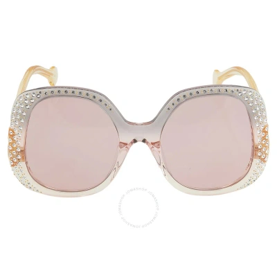 Gucci Pink Butterfly Ladies Sunglasses Gg1235s 003 55 In Grey / Pink