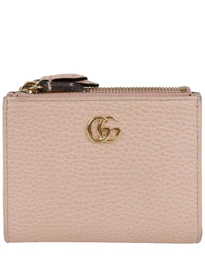 Gucci Pink Calfskin Gg Marmont Bifold Wallet