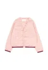 Gucci Pink Cardigan For Baby Girl With Web Detail In Pink