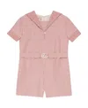 Gucci Pink Checked Sailor Collar Playsuit In Pink