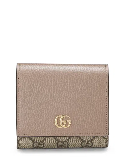 Pre-owned Gucci Pink Coated Canvas & Leather Gg Marmont Compact Wallet (authentic Pre-  Loved)