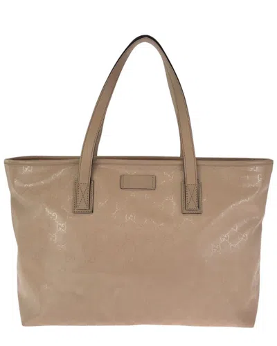 Gucci Pink Coated/waterproof Canvas Gg Imprime Pvc Tote Bag In Neutral