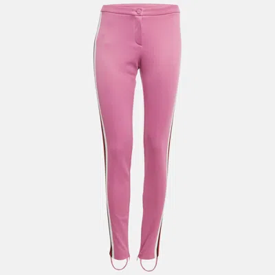 Pre-owned Gucci Pink Cotton Crepe Stripe Band Trim Stirrup Trousers M