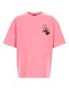 Gucci Men Pink Crewneck T-shirt With Surf Print And Logo On The Front In Cotton Man In Multi