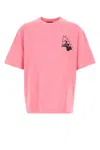 Gucci Men Pink Crewneck T-shirt With Surf Print And Logo On The Front In Cotton Man In Multi