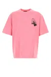 Gucci Men Pink Crewneck T-shirt With Surf Print And Logo On The Front In Cotton Man In Multi