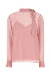 Gucci Crepe Blouse With Bow Detail And Layered Design In Pink