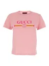 Gucci Printed Logo T-shirt In Pink