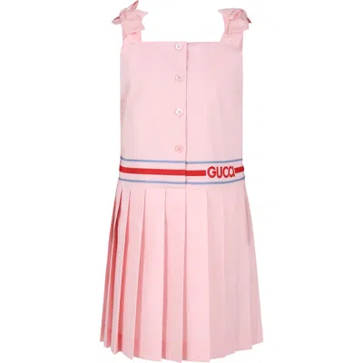 Gucci Kids' Pink Dress For Girl With Logo