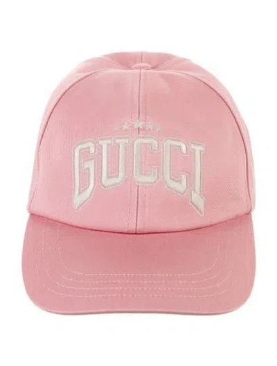 Pre-owned Gucci Pink Embroidered Baseball Cap W/tags