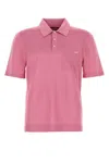 Gucci Pink Polo Shirt With Chest Pocket And Embroidered Logo On The Front In Fine Silk Knit Man In Pink
