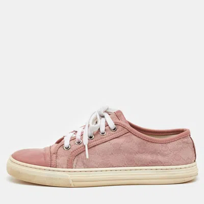 Pre-owned Gucci Pink Gg Canvas And Leather Low Top Sneakers Size 36.5