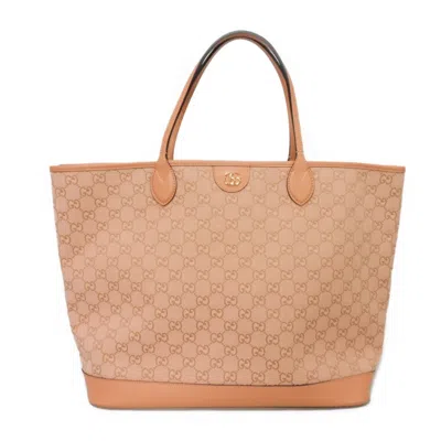 Pre-owned Gucci Pink Gg Canvas Leather Tote Bag ()