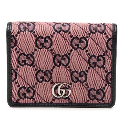 Pre-owned Gucci Pink Gg Canvas Leather Wallet (bi-fold) ()