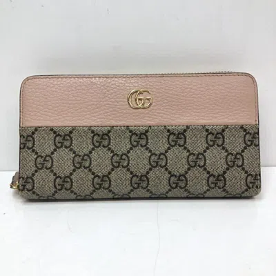 Pre-owned Gucci Pink Gg Canvas Long Wallet (bi-fold) ()