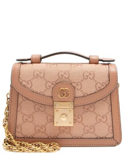 Gucci Pink Gg Canvas Ophidia Mini Top Handle (authentic Pre-loved)