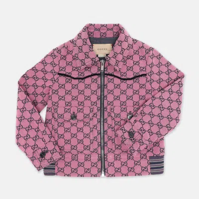 Pre-owned Gucci Pink Gg Jacquard Bomber Jacket 4 Years