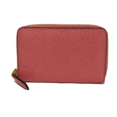Pre-owned Gucci Pink Gg Leather Coin Purse/coin Case ()