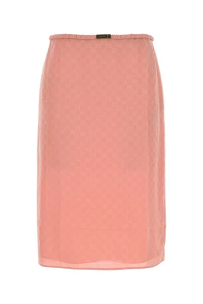 GUCCI PINK GG SILK SKIRT