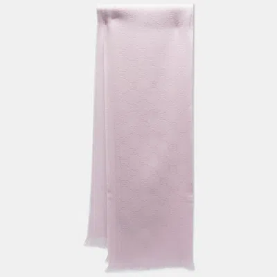 Pre-owned Gucci Pink Gg Supreme Jacquard Wool Scarf