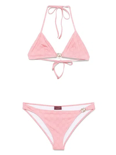 GUCCI PINK GG TRIANGLE BIKINI SET