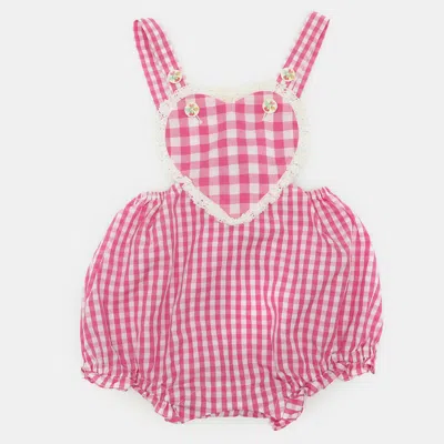 Pre-owned Gucci Pink Gingham Cotton Pinafore Bib Romper 6-9 Months