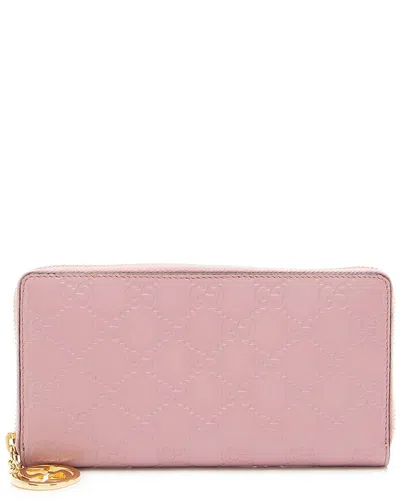 Gucci Pink Ssima Signature Zip Around Wallet (authentic Pre-loved)