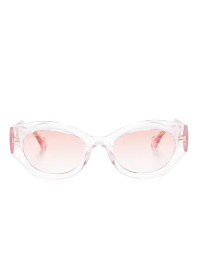 GUCCI PINK INTERLOCKING G OVAL-FRAME SUNGLASSES