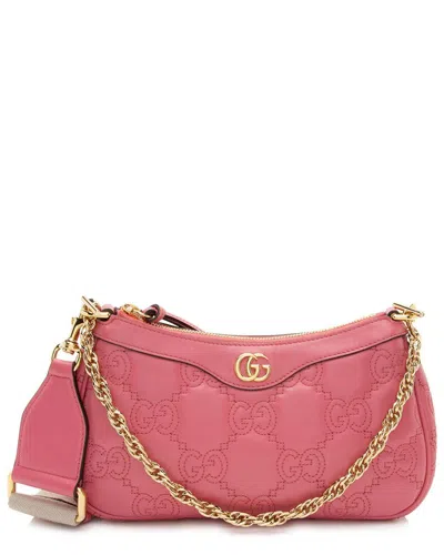 GUCCI GUCCI PINK JUMBO GG MATELASSE LEATHER CHAIN SMALL CROSSBODY (AUTHENTIC PRE-  LOVED)