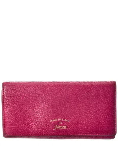 Pre-owned Gucci Pink Lambskin Leather Gg Logo Wallet (authentic Pre-loved)