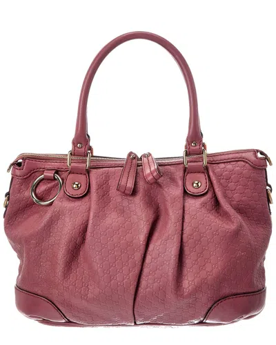 Gucci Pink Lambskin Leather Ssima Gg Tote (authentic Pre-loved) In Brown