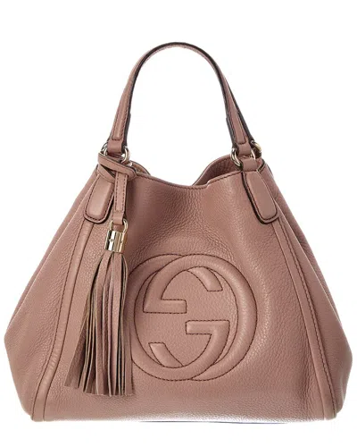 Pre-owned Gucci Pink Lambskin Leather Soho Tote (authentic Pre-loved)