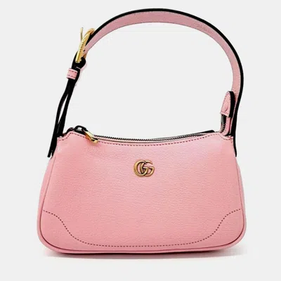 Pre-owned Gucci Pink Leather Aphrodite Mini Shoulder Bag