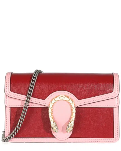 Gucci Pink Leather Azalea Enamel Super Mini Dionysus (authentic Pre-loved) In Red