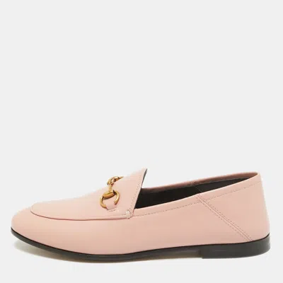 Pre-owned Gucci Pink Leather Brixton Loafers Size 37