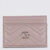 Gucci Pink Leather Card Holder In Brown