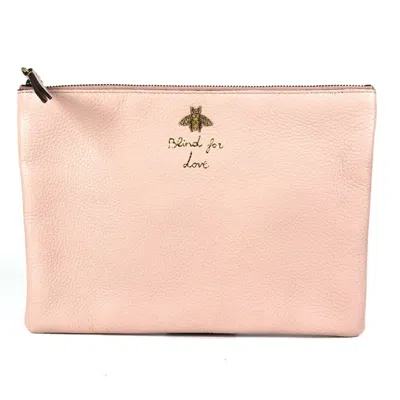 Pre-owned Gucci Pink Leather Clutch Bag Pouch ()