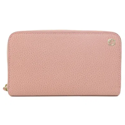 Pre-owned Gucci Pink Leather Coin Purse/coin Case ()