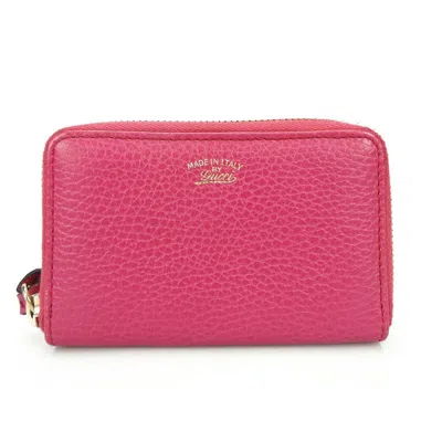 Pre-owned Gucci Pink Leather Coin Purse/coin Case ()