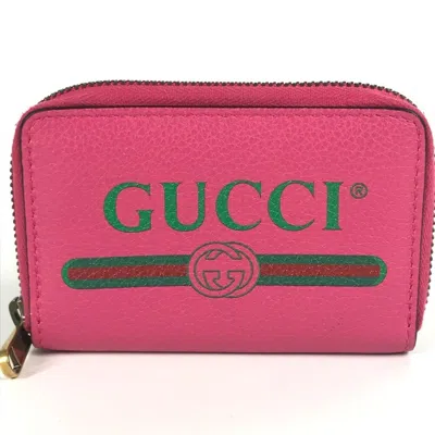 Pre-owned Gucci Pink Leather Coin Purse/coin Case ()