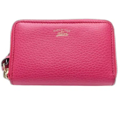 Pre-owned Gucci Pink Leather Coin Purse/coin Case ()