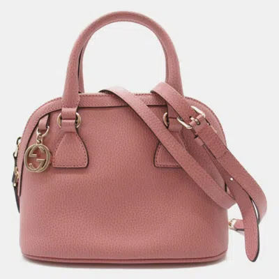 Pre-owned Gucci Pink Leather Gg Charm Leather Handbag