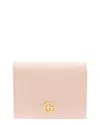 Pre-owned Gucci Pink Leather Gg Marmont Card Case (authentic Pre-loved)